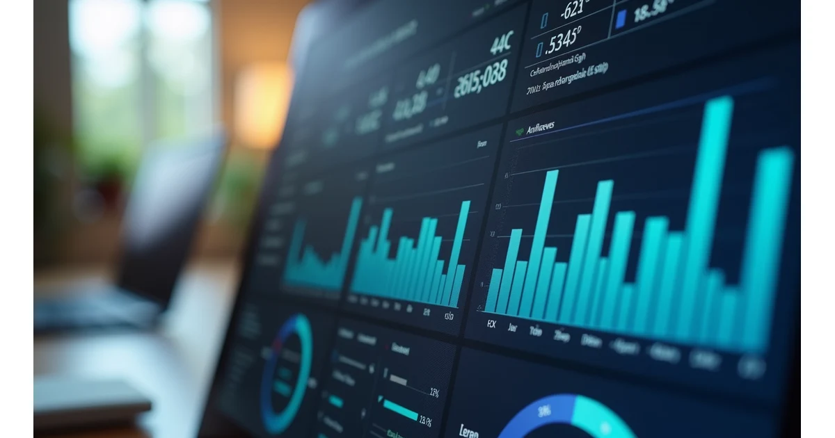 Close-up view of a computer screen displaying CRM analytics dashboard